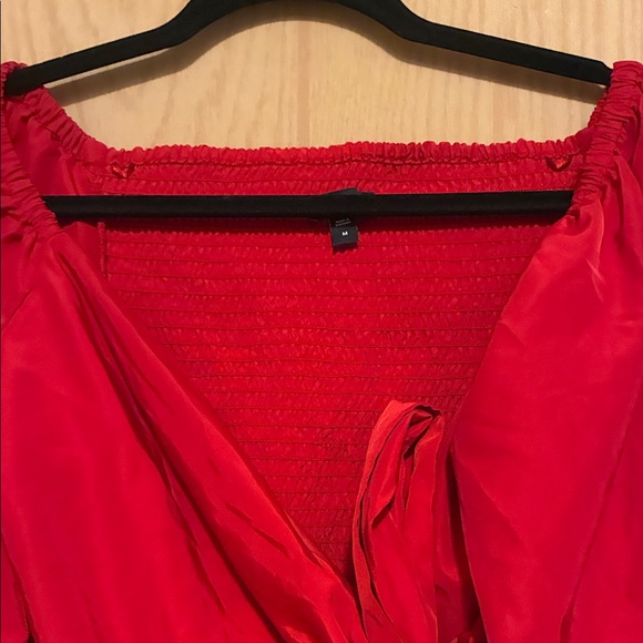 Express Bold Red Tie-Front Blouse - Picture 2 of 4